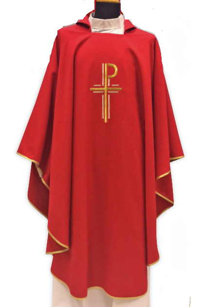 Assisi Fabric Red Chasuble - SO633R-Church Life-Solivari-Michigan Church Supply