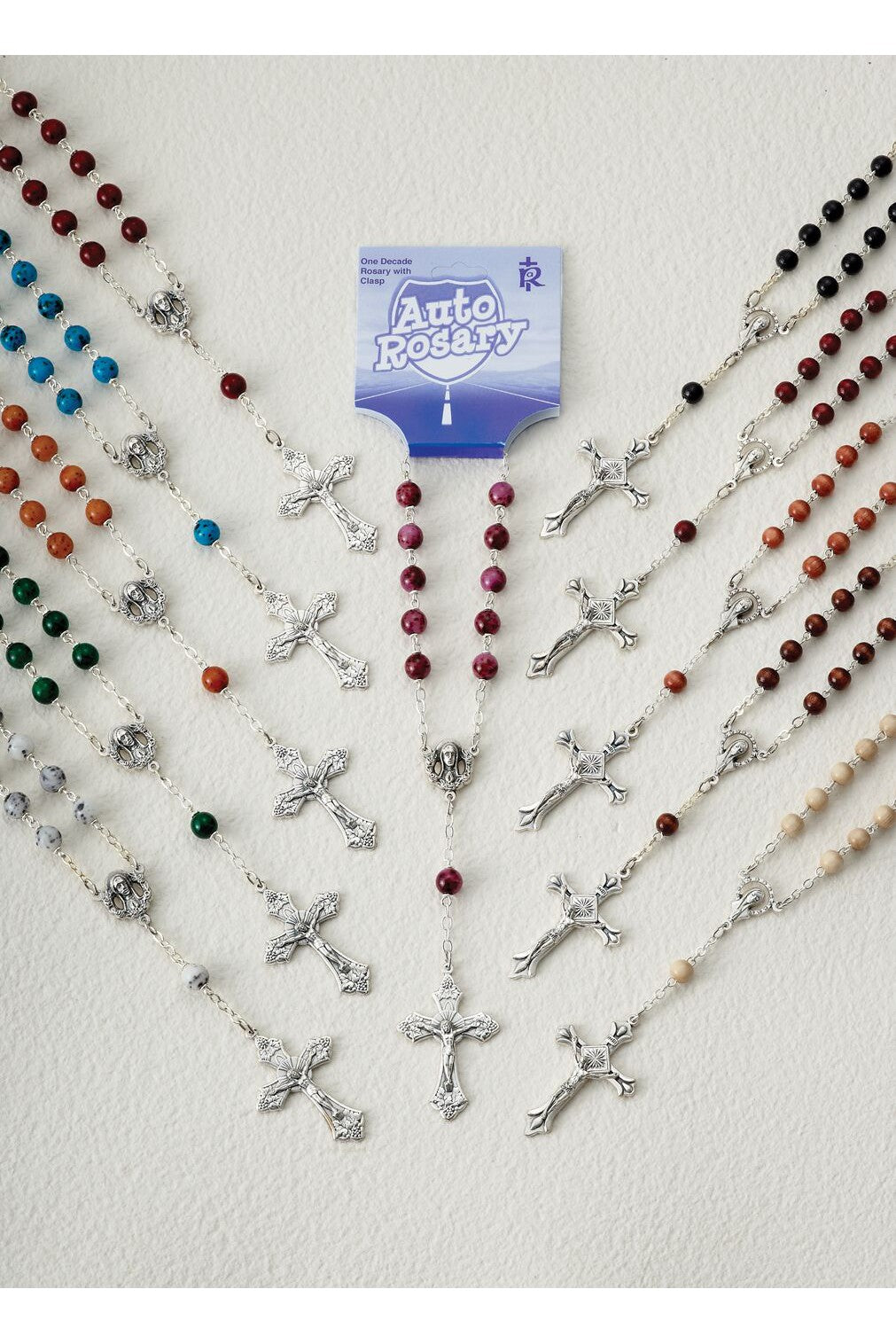 Auto Rosaries - LA26-1118 and LA26-1114-Inspirational Gifts-RELIGIOUS ART INC-Amethyst-Michigan Church Supply