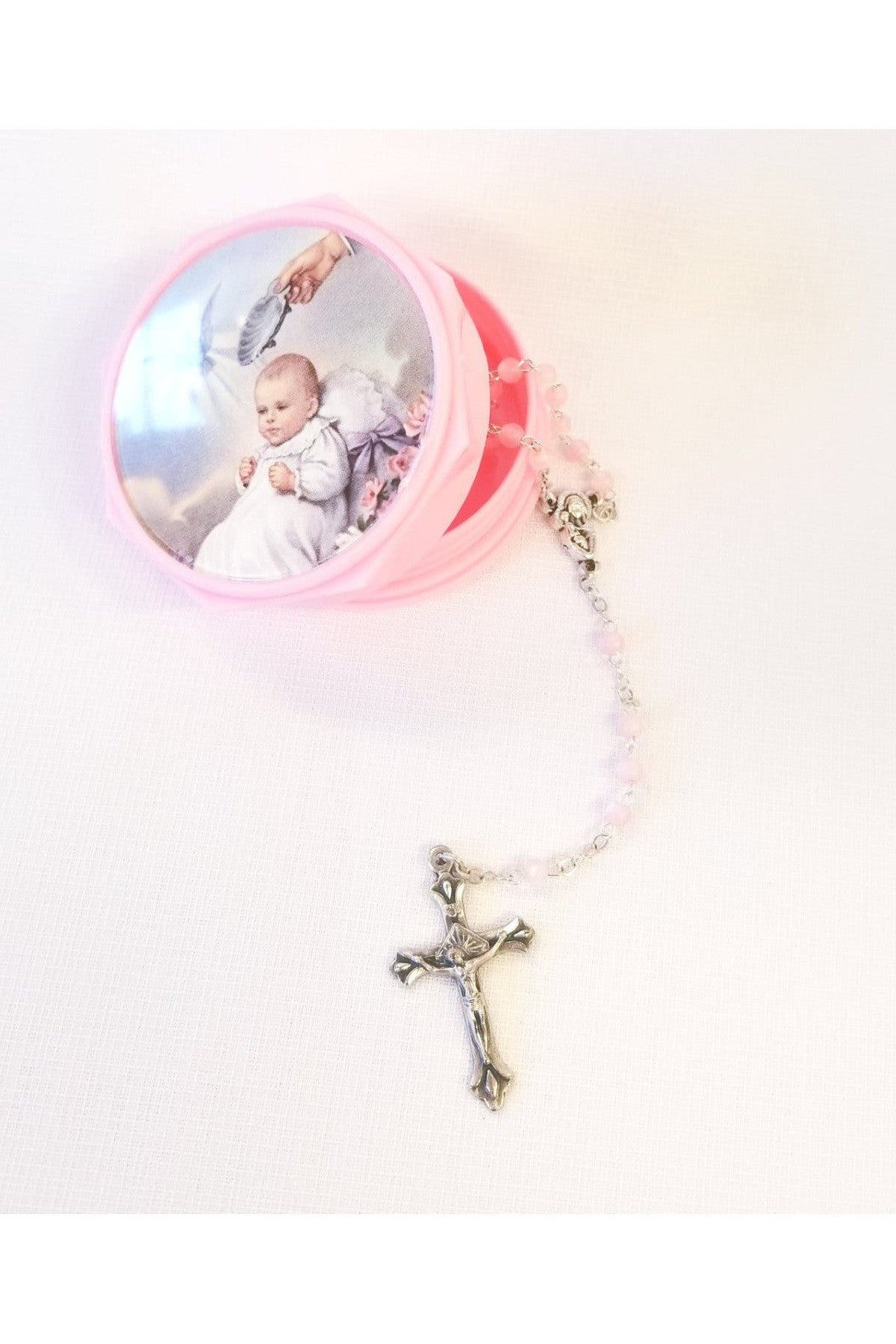 Baby Baptismal Rosary in pink - LABX13BTP292-Inspirational Gifts-RELIGIOUS ART INC-Michigan Church Supply