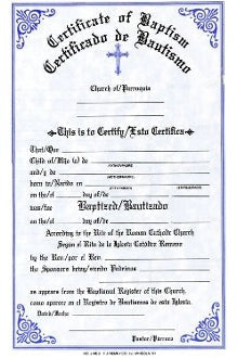 Baptismal Certificate Pad-OA314-Church Life-FJ Remey-Spanish-Michigan Church Supply