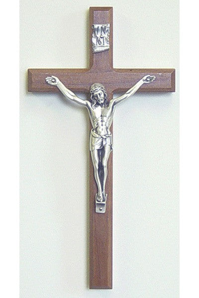 Beveled Walnut Crucifix: 10" - UZ8004-Inspirational Gifts-McVan-Michigan Church Supply