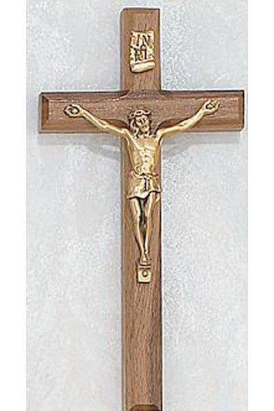 Beveled Walnut Crucifix: 8" - UZ8001-Inspirational Gifts-McVan-Michigan Church Supply