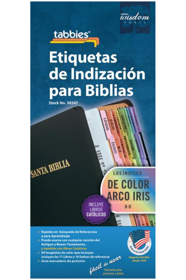 Bible Tab-Spanish-Rainbow-90pk (Rainbow - Bible Indexing Tabs) - 084371583478-Inspirational Gifts-Spring Arbor-Michigan Church Supply