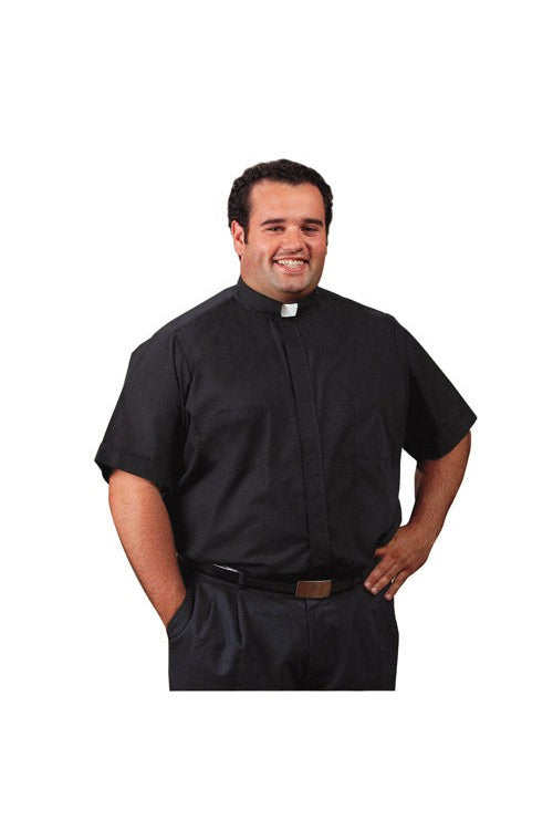 Big & Tall Black Clergy Shirt - Short Sleeve - OF221-Church Life-R.J. Toomey-17-Black-Michigan Church Supply