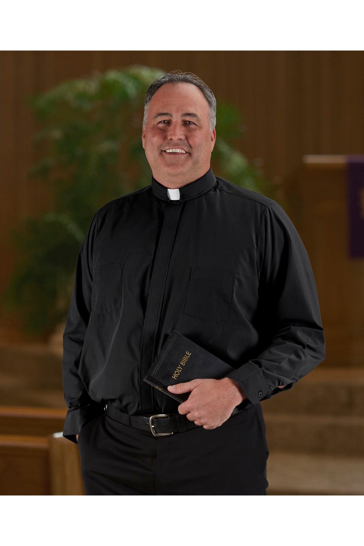 Big & Tall Tab Collar Clergy Shirt - Long Sleeve - Black - OF222-Church Life-R.J. Toomey-17-32-33-Michigan Church Supply