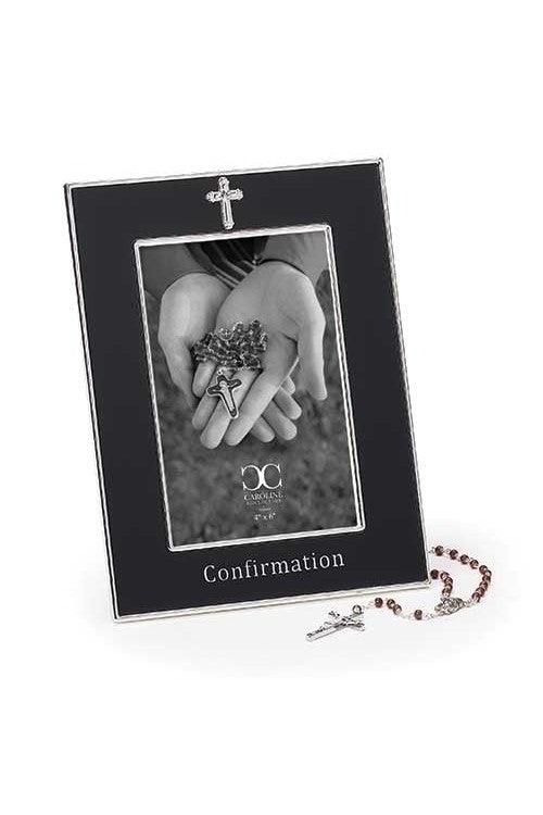 Black Confirmation Frame with Rosary 8" - LI19699-Inspirational Gifts-Roman, Inc-Michigan Church Supply