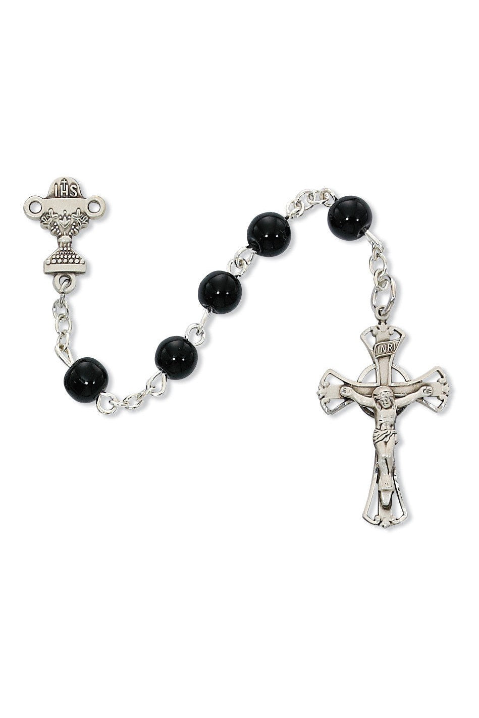 Black First Communion Rosary Gift Boxed - UZC15RB-Inspirational Gifts-McVan-Michigan Church Supply