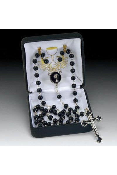 Black First Communion Rosary - HX41821-Inspirational Gifts-Devon-Michigan Church Supply