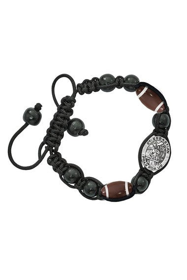 Black Football Bracelet - UZBR735C-Inspirational Gifts-McVan-Michigan Church Supply