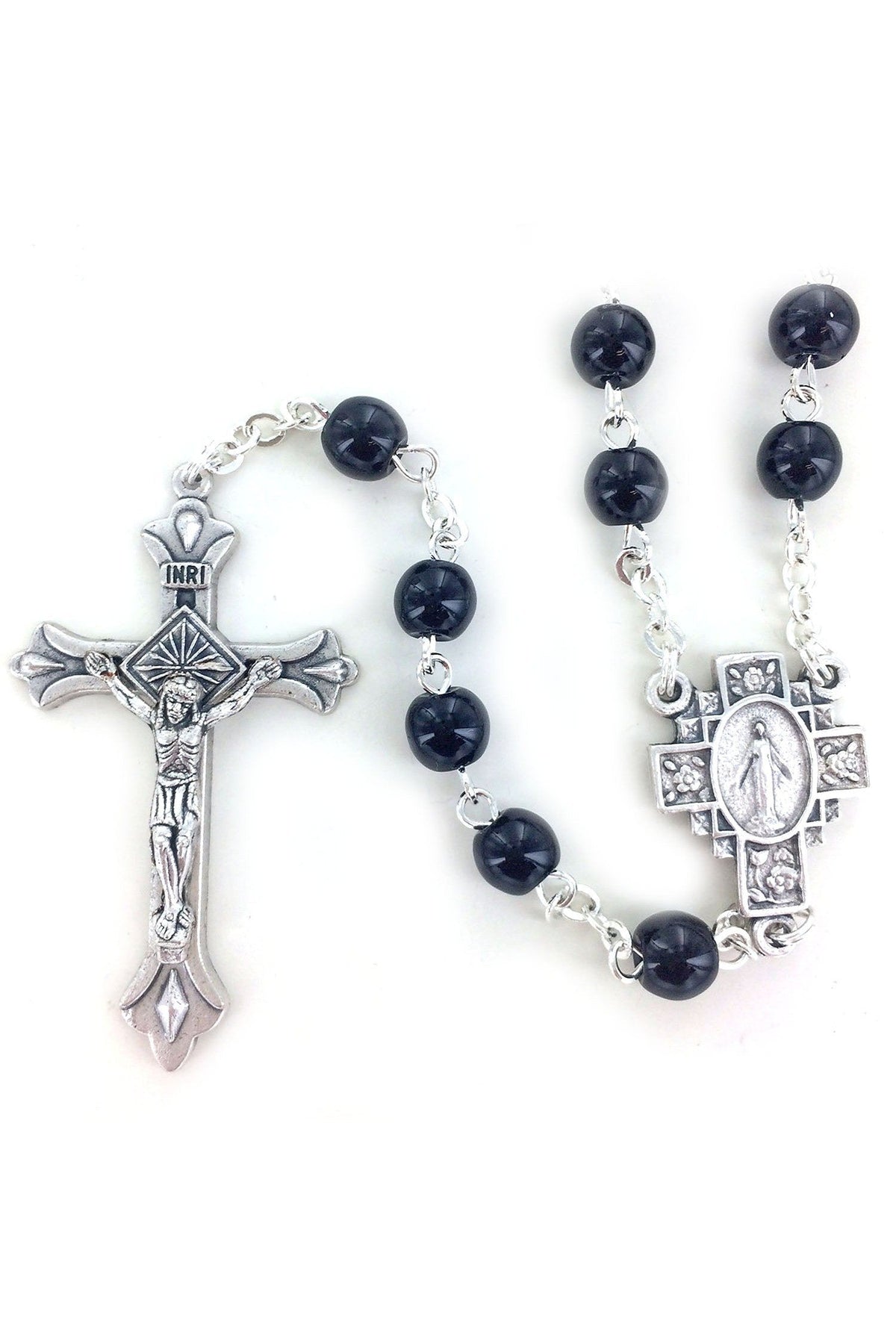 Black Glass Rosary - WOSR4014JC-Inspirational Gifts-Singer-Michigan Church Supply