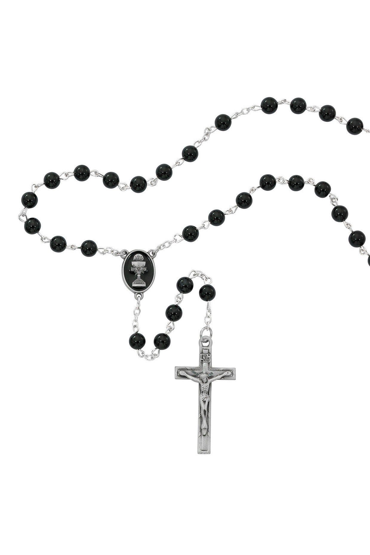 Black Onyx Communion Rosary - UZR676B-Inspirational Gifts-McVan-Michigan Church Supply