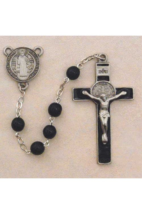 Black St Benedict Rosary - UZ863DF-Inspirational Gifts-McVan-Michigan Church Supply