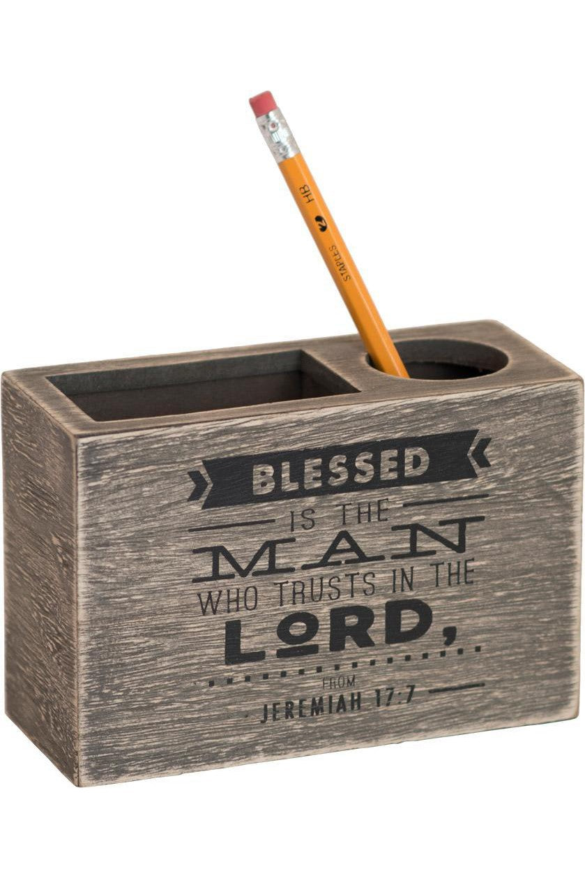 Blessed is The Man Wood Desk Organizer - CE20511-Inspirational Gifts-Carpentree-Michigan Church Supply