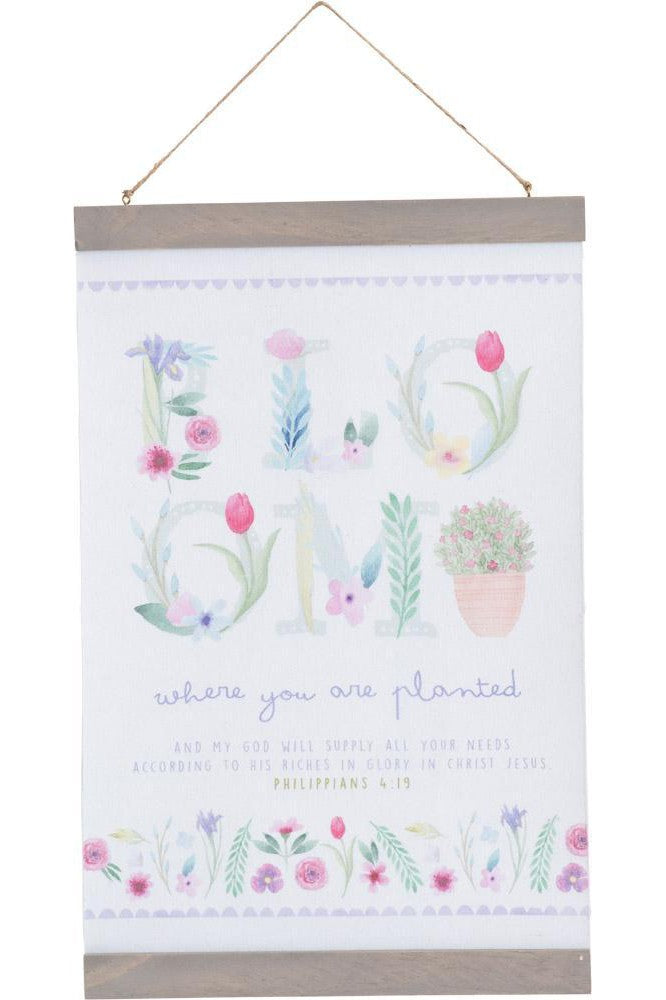 Bloom Hanging Muslin Banner - CE20437-Inspirational Gifts-Carpentree-Michigan Church Supply