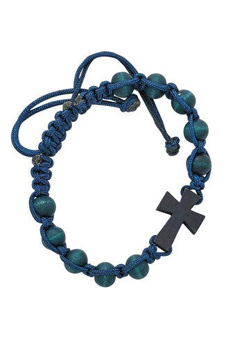 Blue Corded Cross Bracelet - UZBR854C-Inspirational Gifts-McVan-Michigan Church Supply