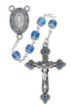 Blue Crystal Rosary - UZR607DF-Inspirational Gifts-McVan-Michigan Church Supply