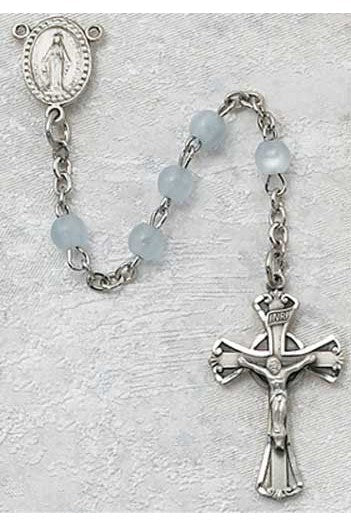 Blue Glass Rosary 3mm - UZ201DBLG-Inspirational Gifts-McVan-Michigan Church Supply