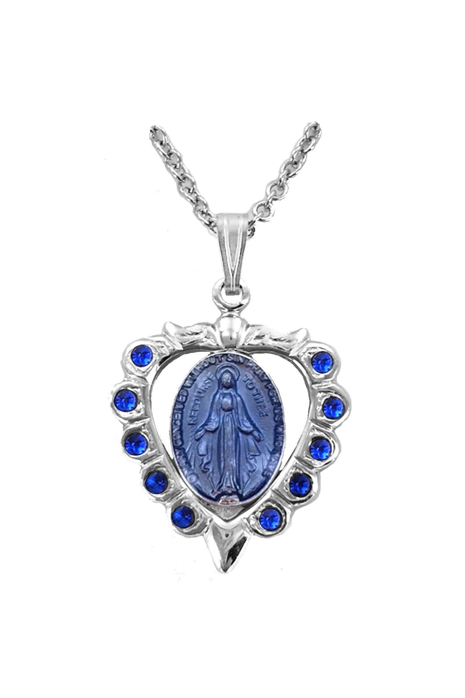 Blue Immaculate Conception Necklace - WOSM9678SH-Inspirational Gifts-Singer-Michigan Church Supply