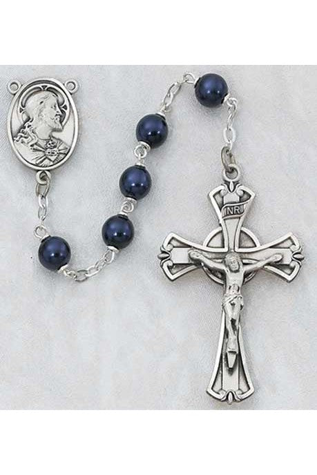 Blue Metallic Rosary - UZ593DF-Inspirational Gifts-McVan-Michigan Church Supply