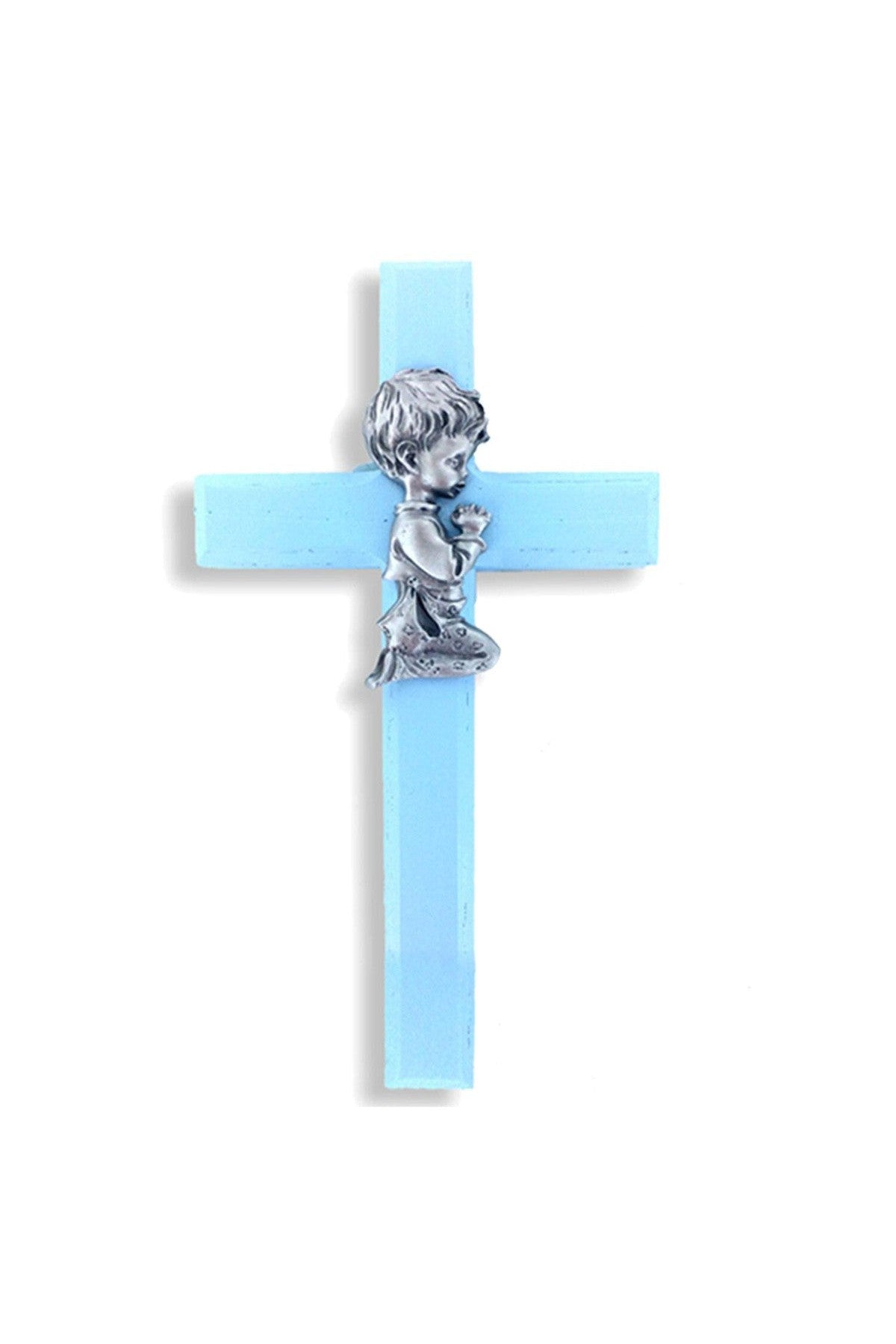 Blue Praying Boy Wall Cross - WOSE04352-Inspirational Gifts-Singer-Michigan Church Supply