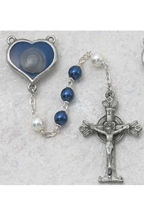 Blue White Pearl Rosary - UZ365DF-Inspirational Gifts-McVan-Michigan Church Supply