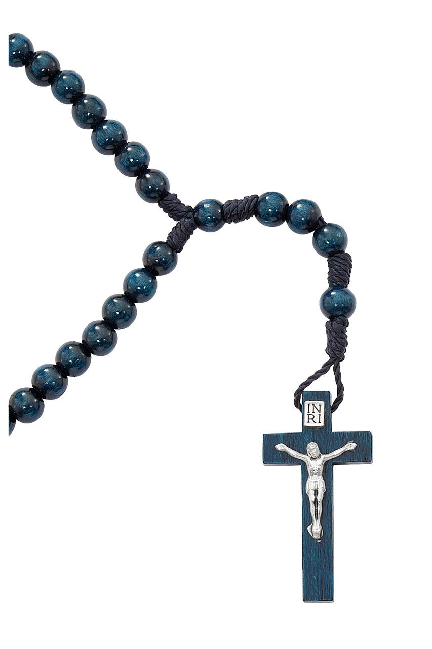 Blue Wood Cord Rosary - UZP242R-Inspirational Gifts-McVan-Michigan Church Supply