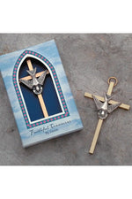 Brass Wall Cross with Holy Spirit 4" - HX7/7629-Inspirational Gifts-Devon-Michigan Church Supply