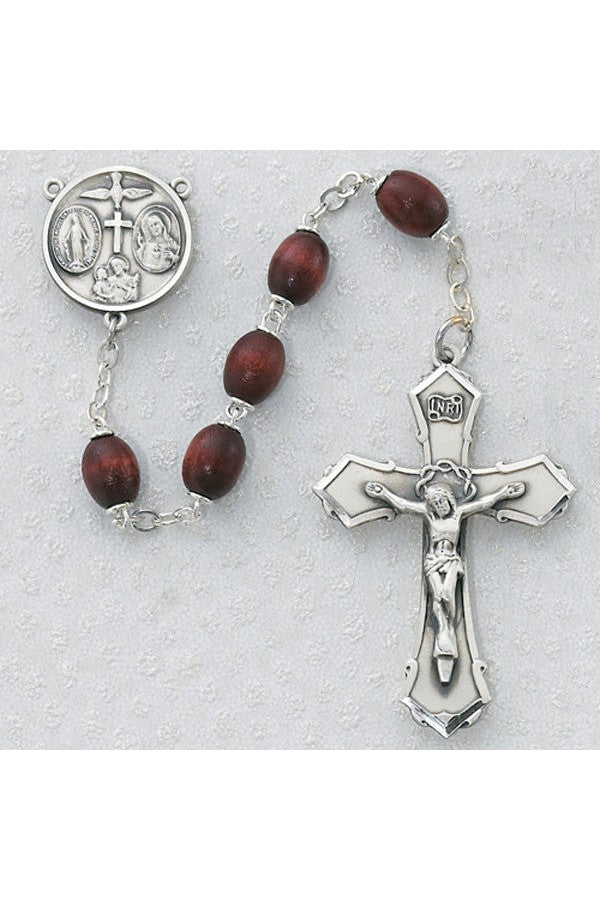 Brown Wood Rosary Sterling - UZ139LBRF-Inspirational Gifts-McVan-Michigan Church Supply