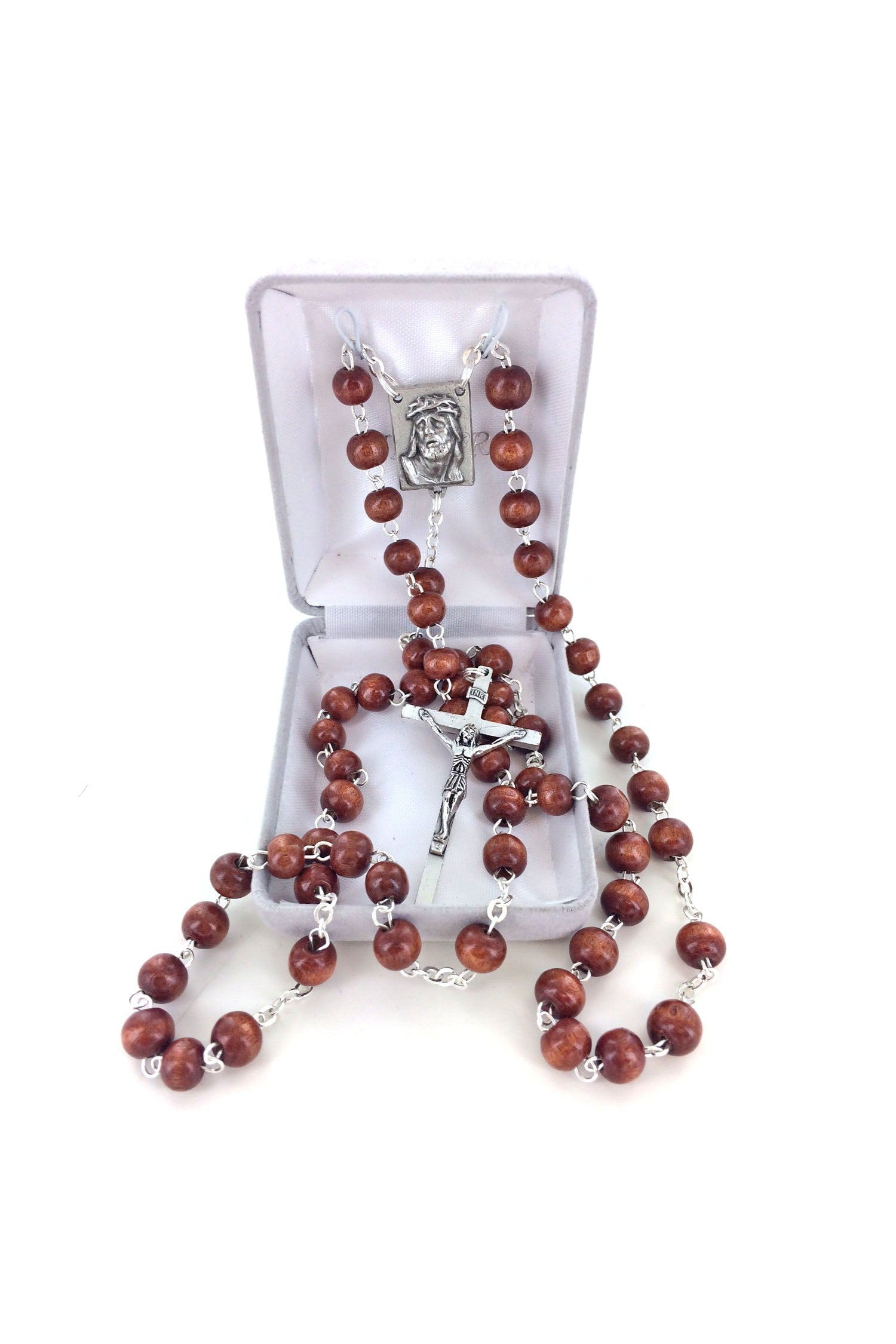 Brown Wood Rosary - WOSR4001JC-Inspirational Gifts-Singer-Michigan Church Supply