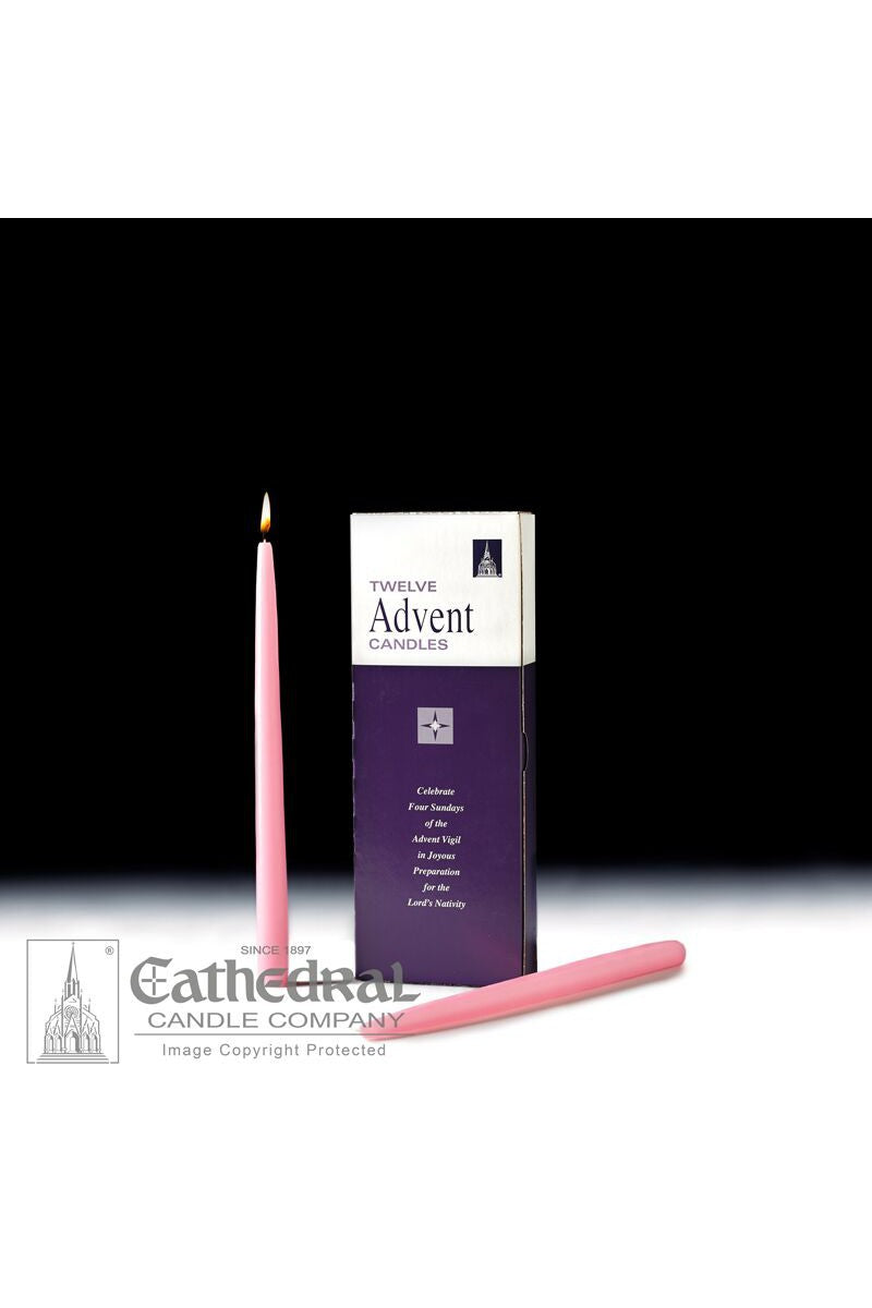 Bulk Replacement Advent Tapers for the Home - 12 Piece Sets - Rose - GG82702701-Inspirational Gifts-Cathedral Candle-Michigan Church Supply