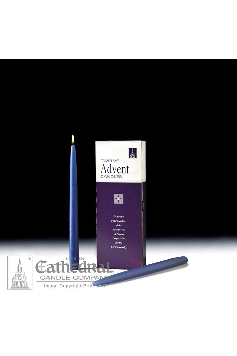 Bulk Replacement Advent Tapers for the Home - 12 Piece Sets - Sarum Blue - GG82702201-Inspirational Gifts-Cathedral Candle-Michigan Church Supply