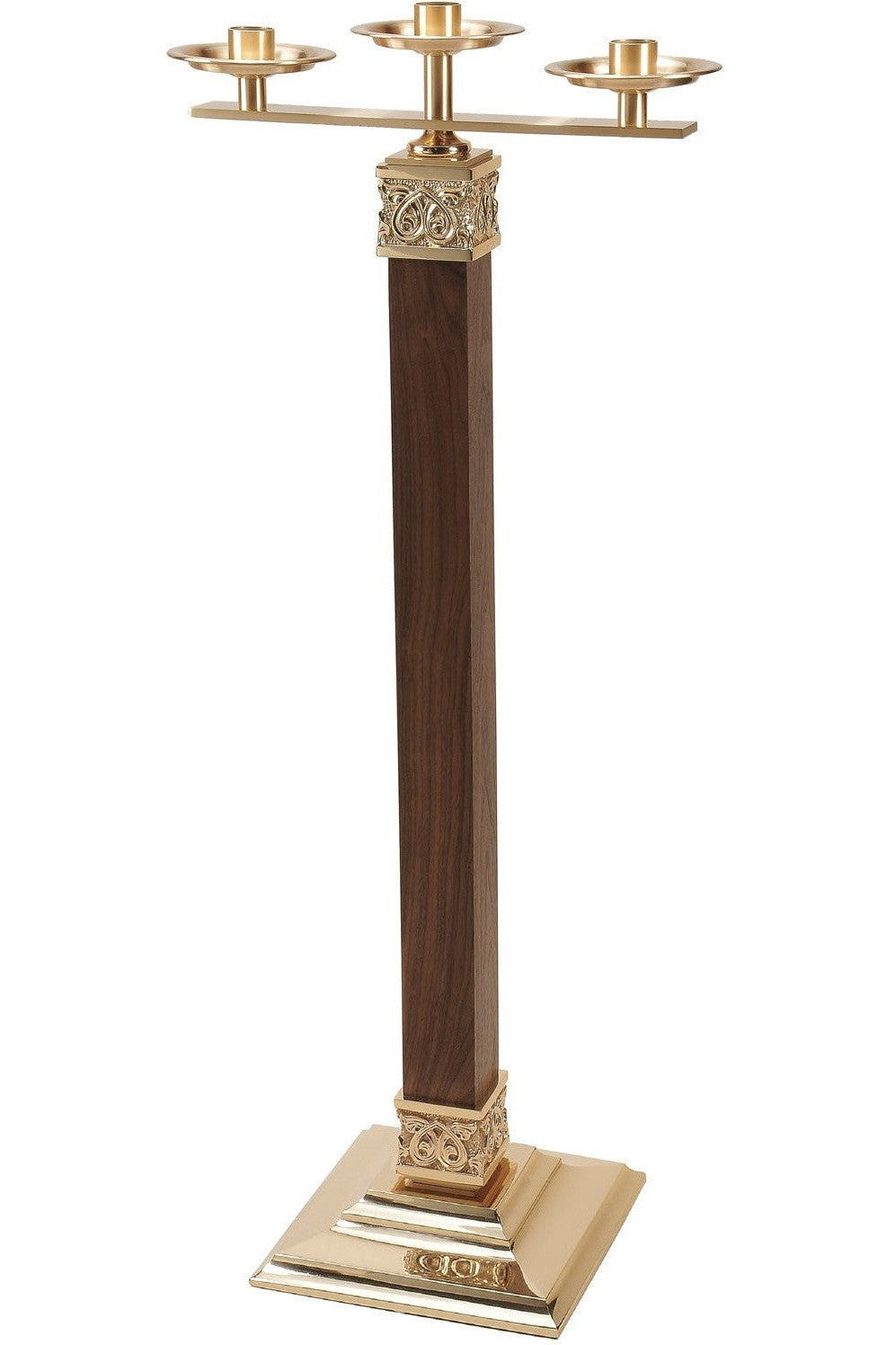 Candelabra - QF90FCL35-Church Life-Empire Bronze-3 Lite-Walnut-Michigan Church Supply