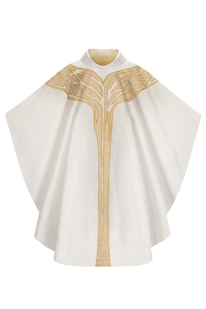 Chasuble "Albero della Vita" - White - WN5096-Church Life-Art Studio Slabbinck-Michigan Church Supply