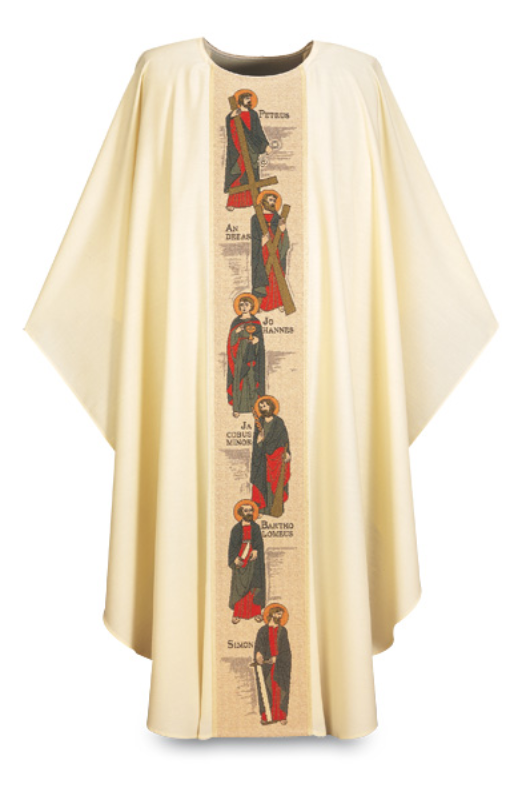 Chasuble Twelve Apostles - White - WN3359-Church Life-Art Studio Slabbinck-Michigan Church Supply