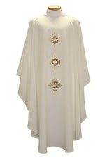 Chasuble with 3 Crosses - SL2027-Church Life-Beau Veste-Embroidered Front Only-Pure White-Michigan Church Supply