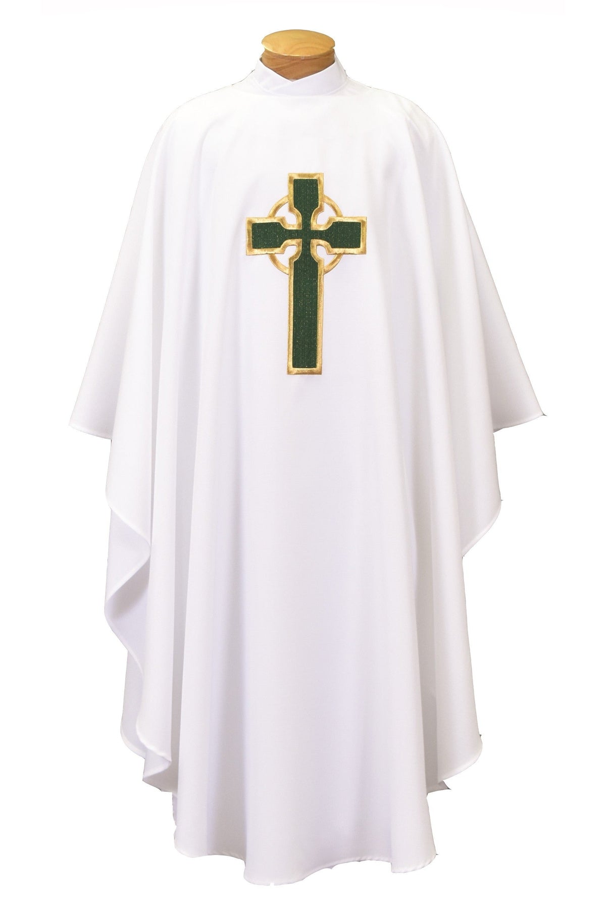 Chasuble with Celtic Cross - SL872-Church Life-Beau Veste-Embroidered Front Only-Pure White-Michigan Church Supply