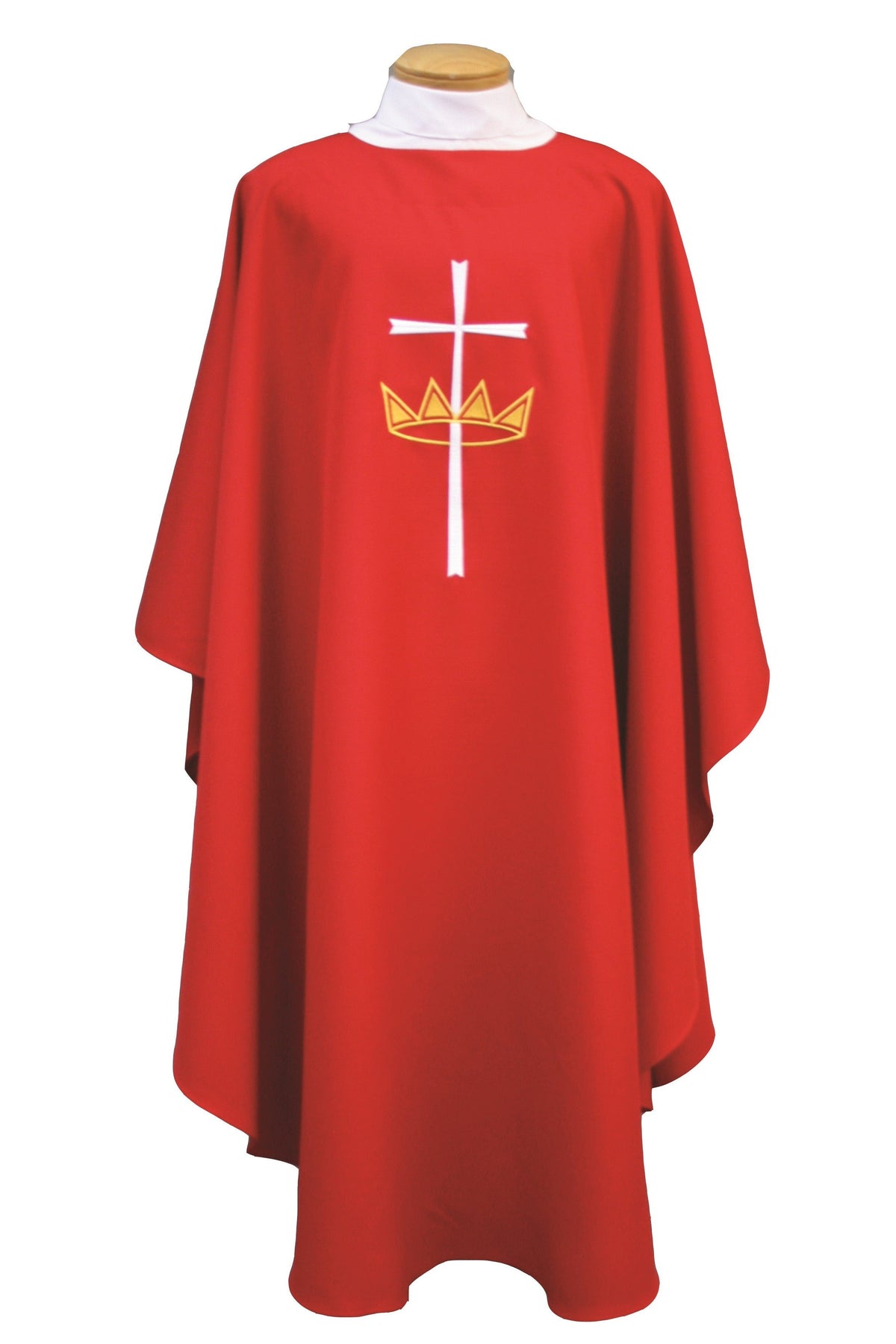 Chasuble with Cross & Crown - SL842-Church Life-Beau Veste-Embroidered Front Only-Pure White-Michigan Church Supply