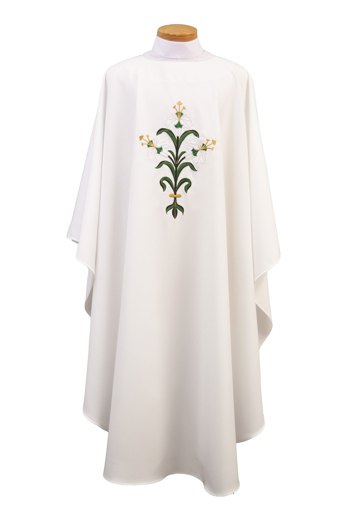 Chasuble with Flowers - SL860-Church Life-Beau Veste-Embroidered Front Only-Pure White-Michigan Church Supply