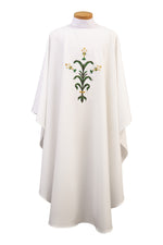 Chasuble with Flowers - SL860-Church Life-Beau Veste-Embroidered Front Only-Pure White-Michigan Church Supply