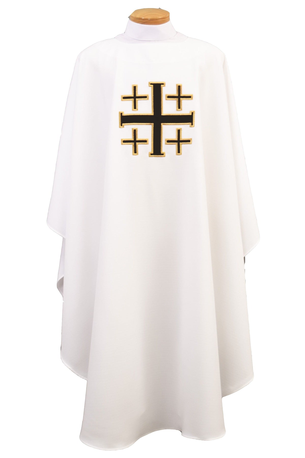 Chasuble with Jerusalem Cross - SL854-Church Life-Beau Veste-Embroidered Front Only-Pure White-Michigan Church Supply