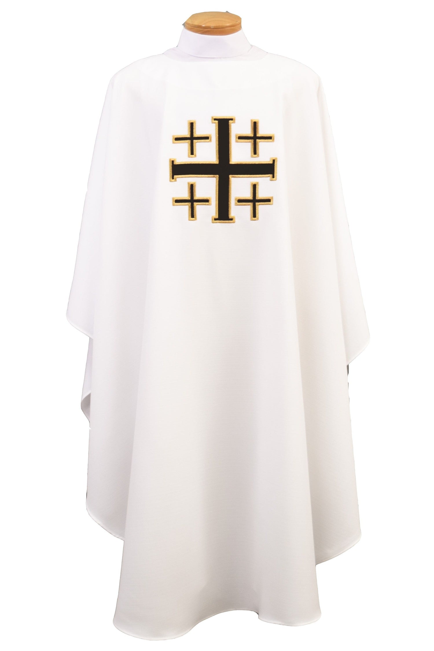 Chasuble with Jerusalem Cross - SL854-Church Life-Beau Veste-Embroidered Front Only-Pure White-Michigan Church Supply