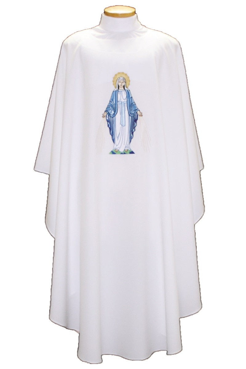 Chasuble with Our Lady of Grace - SL2014-Church Life-Beau Veste-Embroidered Front Only-Pure White-Michigan Church Supply