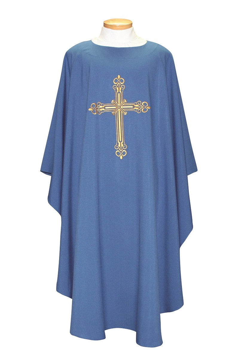 Chasuble with cross - SL2026-Church Life-Beau Veste-Embroidered Front Only-Pure White-Michigan Church Supply