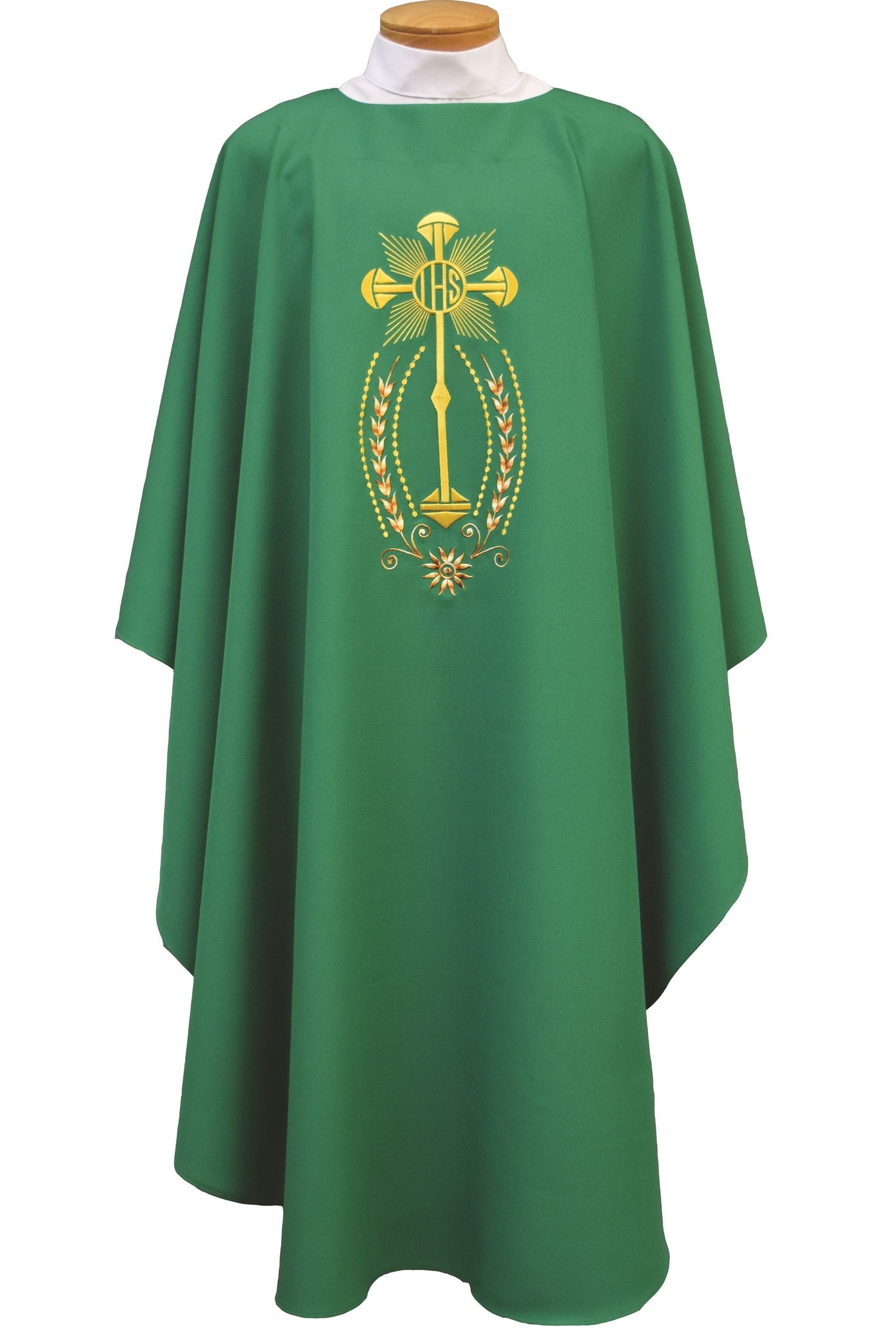 Chasuble with cross design - SL846-Church Life-Beau Veste-Embroidered Front Only-Pure White-Michigan Church Supply