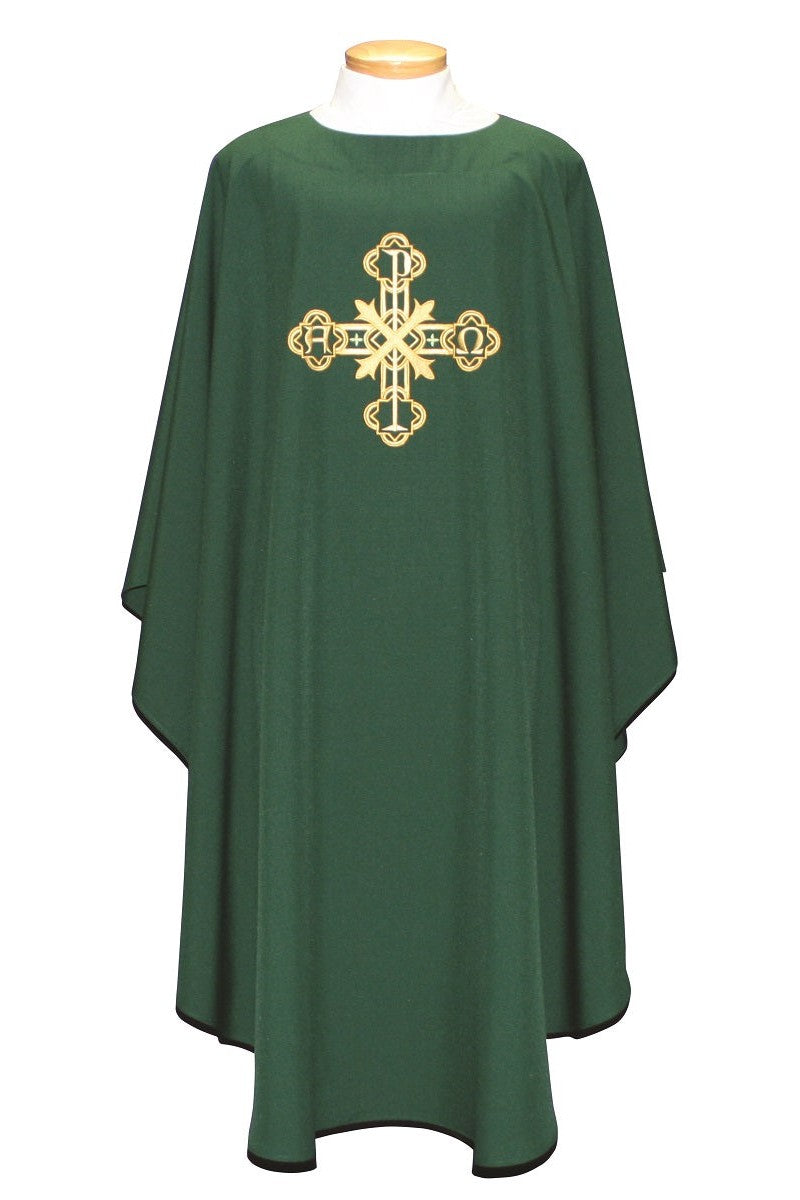 Chasuble with large cross in center - SL2013-Church Life-Beau Veste-Embroidered Front Only-Pure White-Michigan Church Supply