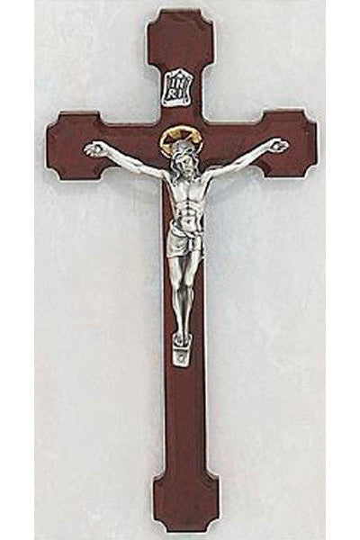 Cherry Crucifix W/ Silver Halo: 10" - UZ7942492-Inspirational Gifts-McVan-Michigan Church Supply