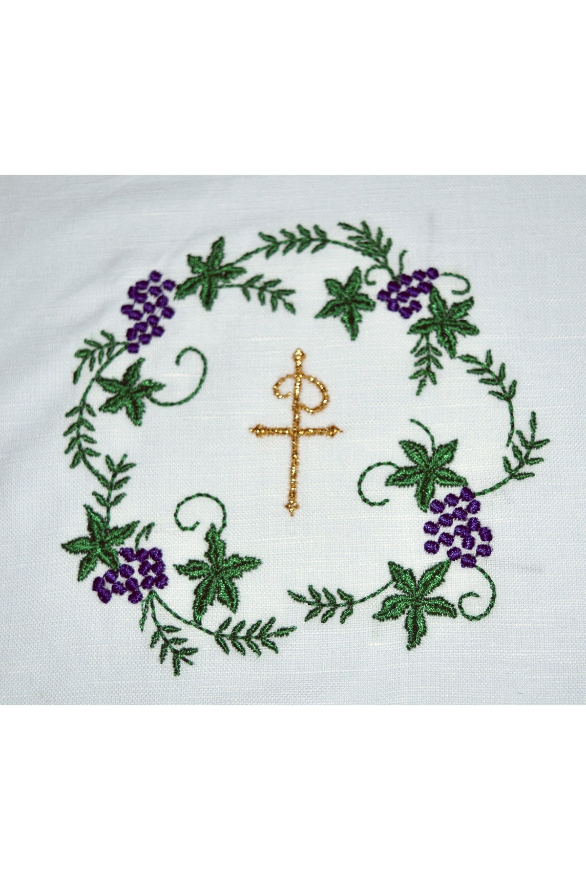 ChiRho with Grapes and Leaves Mass Linens - SL3020-Church Life-Beau Veste-Set-Michigan Church Supply