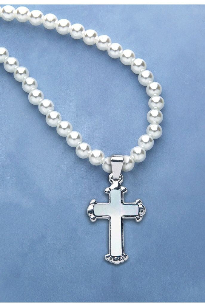 Children's Silver Plated Cross Necklace - HX13763-Inspirational Gifts-Devon-Michigan Church Supply