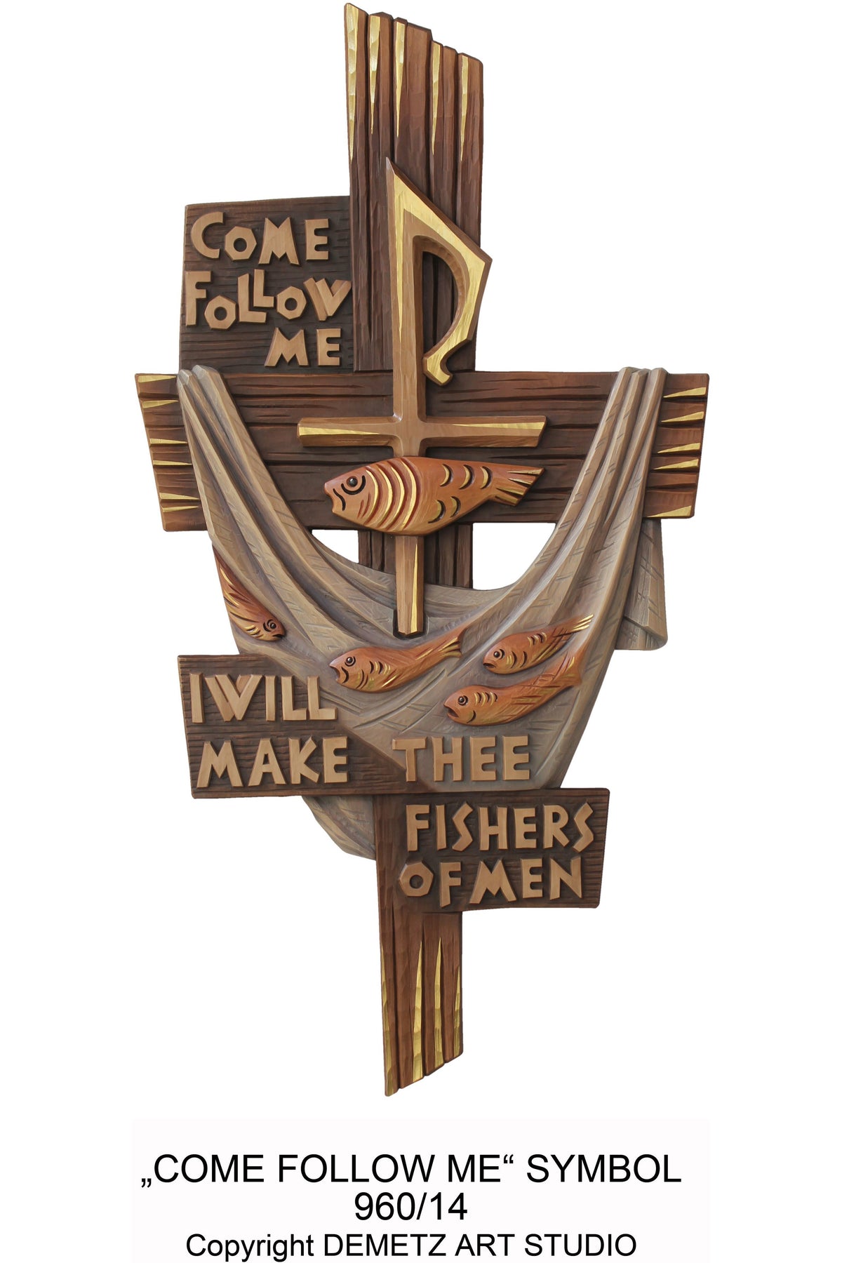 Come Follow Me Symbol - HD96014-Church Life-Demetz-Linden Wood 48"x28"-Michigan Church Supply