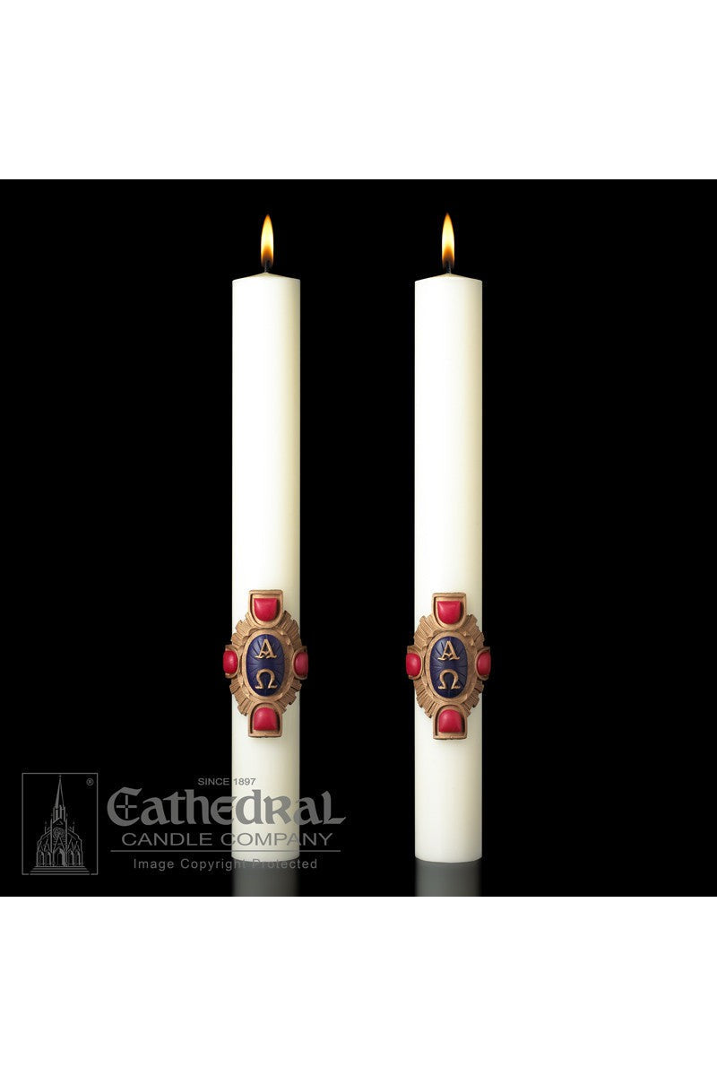 Complementing Side Altar Candles - Christ Victorious-Church Life-Cathedral Candle-1-1/2" x 12" - GG80962502-Michigan Church Supply